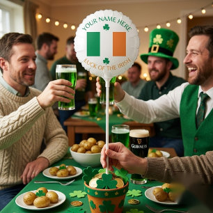 St Patrick's Day Ireland Flag Custom Name Shamrock Balloon