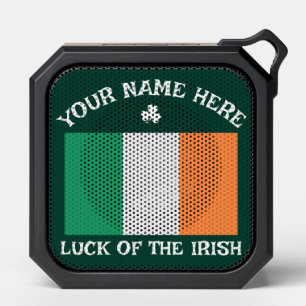 St Patrick's Day Ireland Flag Custom Name Shamrock Bluetooth Speaker