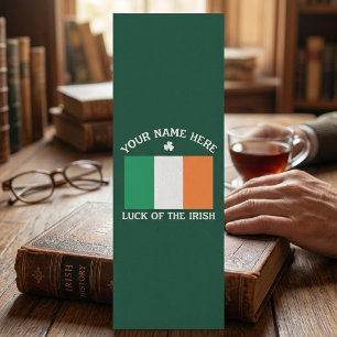 St Patrick's Day Ireland Flag Custom Name Shamrock Bookmarks