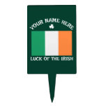 St Patrick&#39;s Day Ireland Flag Custom Name Shamrock Cake Topper