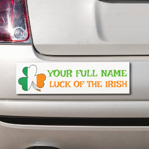 St Patrick's Day Ireland Flag Custom Name Shamrock Car Magnet