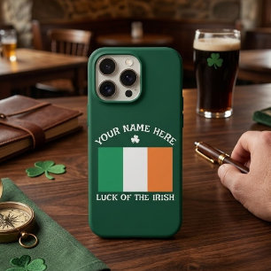St Patrick's Day Ireland Flag Custom Name Shamrock iPhone 17 Pro Max Case