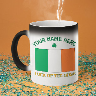 St Patrick's Day Ireland Flag Custom Name Shamrock Color Morph Mug