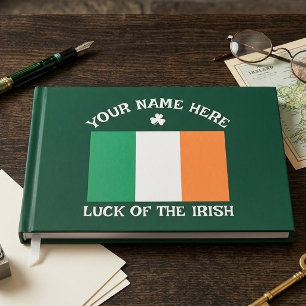 St Patrick's Day Ireland Flag Custom Name Shamrock Guest Book