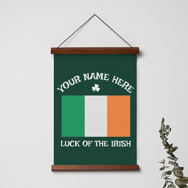 St Patrick's Day Ireland Flag Custom Name Shamrock Hanging Tapestry (Creator Uploaded)