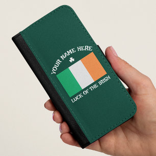 St Patrick's Day Ireland Flag Custom Name Shamrock iPhone 8/7 Wallet Case