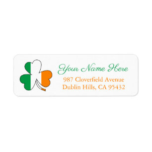 St Patrick's Day Ireland Flag Custom Name Shamrock Label