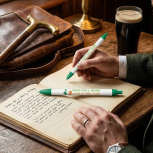 St Patrick's Day Ireland Flag Custom Name Shamrock Pen