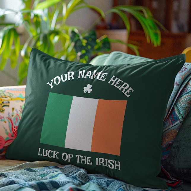 St Patrick's Day Ireland Flag Custom Name Shamrock Pillow Case (Creator Uploaded)