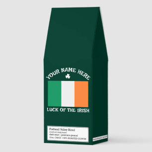 St Patrick's Day Ireland Flag Custom Name Shamrock Roasted Coffee
