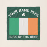 St Patrick&#39;s Day Ireland Flag Custom Name Shamrock Scarf
