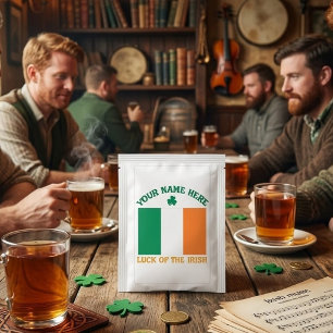 St Patrick's Day Ireland Flag Custom Name Shamrock Tea Bag Drink Mix