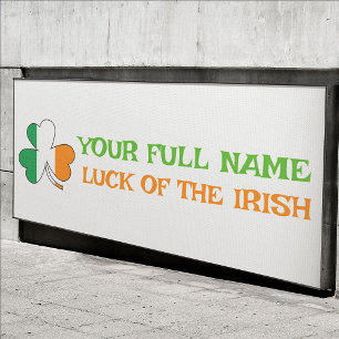 St Patrick's Day Ireland Flag Shamrock Custom Name Banner