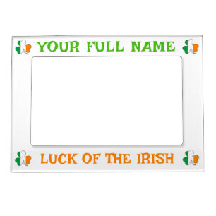 St Patrick's Day Ireland Flag Shamrock Custom Name Magnetic Frame