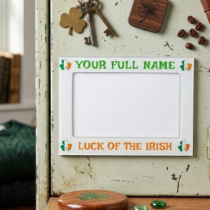 St Patrick's Day Ireland Flag Shamrock Custom Name Magnetic Frame