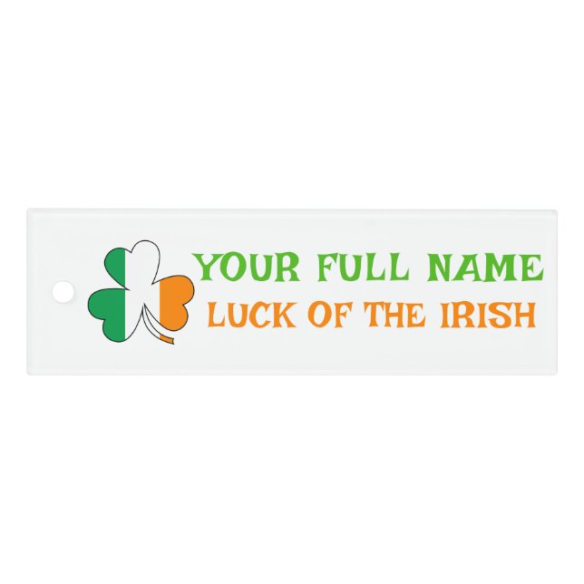 St Patrick's Day Ireland Flag Shamrock Custom Name Ruler (Front)