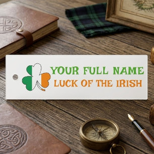 St Patrick's Day Ireland Flag Shamrock Custom Name Ruler