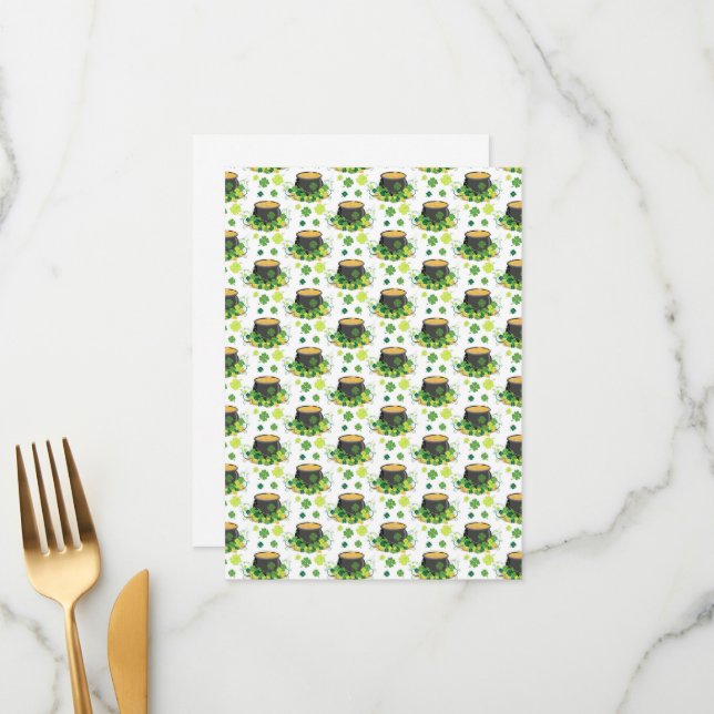 St Patricks Day Ireland Green Clover Leprechaun Menu (Front/Back In Situ)