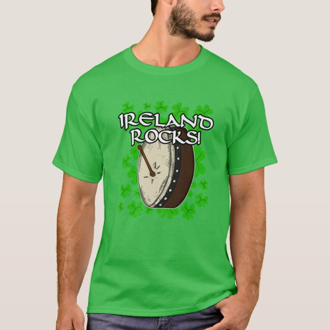 St Patricks Day Ireland Rocks Irish Bodhran Drums T-Shirt (Front)