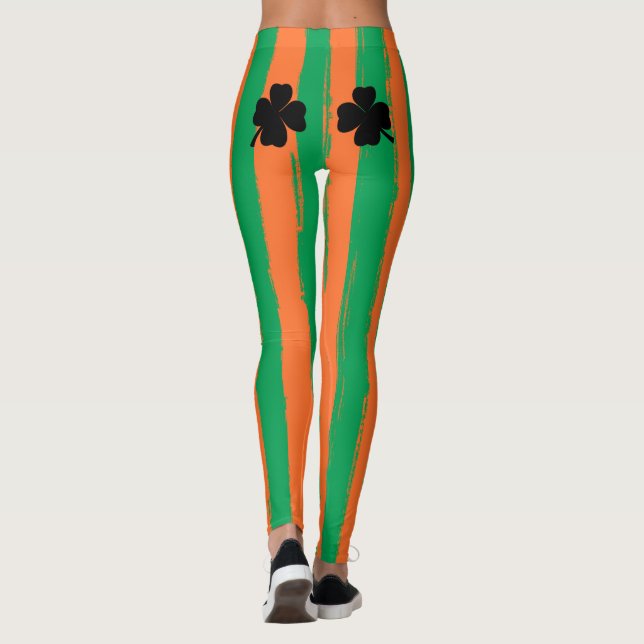 St. Patrick's Day | Ireland Shamrocks Green Orange Leggings (Back)