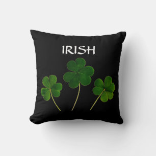 St Patrick's Day Irish 2020 Green Shamrock Black Throw Pillow