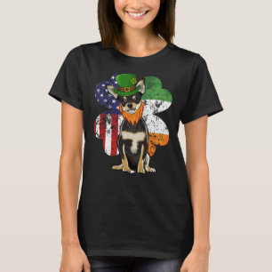 St Patricks Day Irish American Flag Black Chihuahu T-Shirt