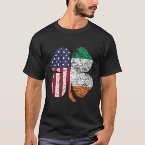 St Patricks Day Irish American Flag Ireland Shamro T_Shirt