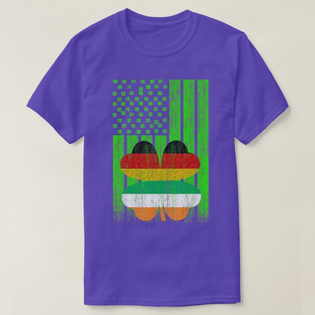St Patricks Day Irish American Flag - Irish German T-Shirt (Design Front)