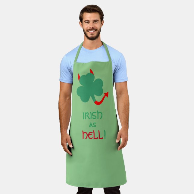 St. Patricks Day Irish As Hell Shamrock Apron (Worn)