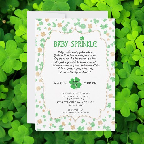 St Patricks Day Irish Baby Sprinkle Shower Invitation