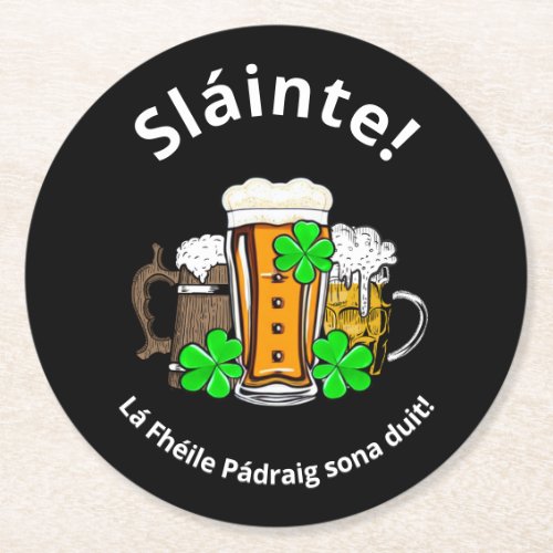 ST PATRICKS DAY Irish Beers Round Paper Coaster