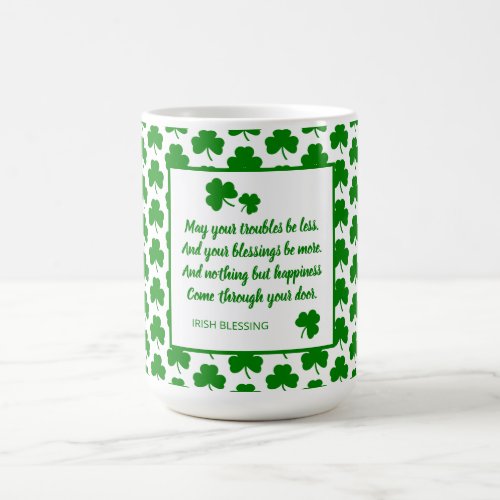 St Patricks Day Irish Blessing Green Shamrock Coffee Mug