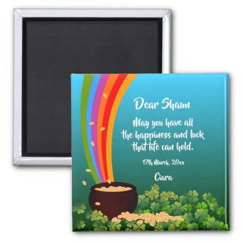 St Patricks Day Irish Blessing with clovers Magn Magnet