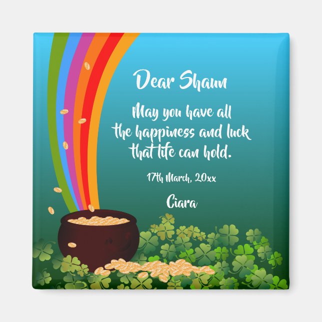 St. Patrick's Day Irish Blessing with clovers Magn Magnet (Front)