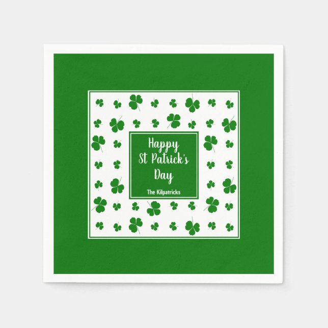 St Patrick's Day Irish Blessings Shamrock Pattern Napkins (Front)