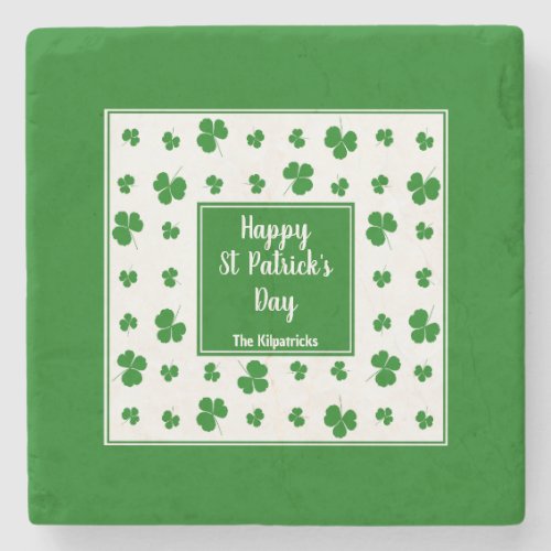 St Patricks Day Irish Blessings Shamrock Pattern Stone Coaster