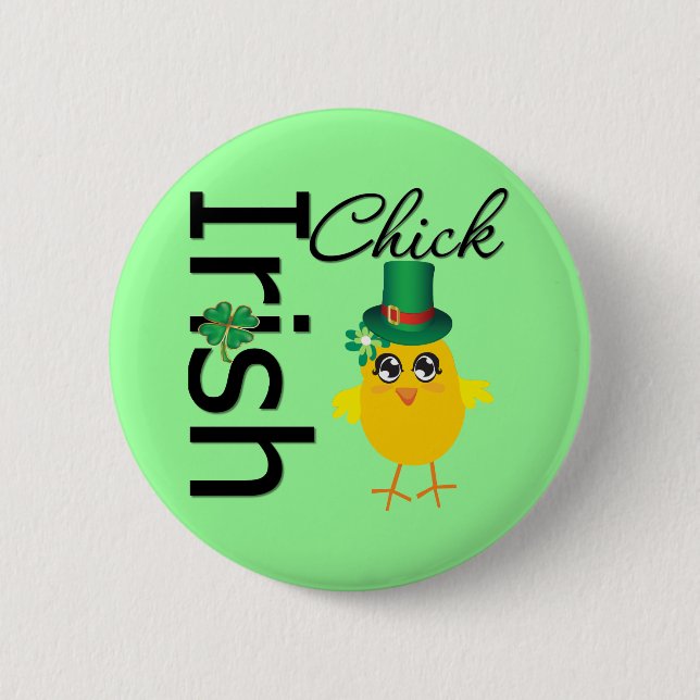 St. Patrick's Day Irish Chick Button (Front)