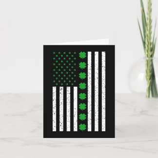 St Patricks Day Irish Clover American Flag Card