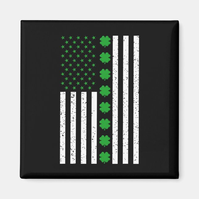 St Patricks Day Irish Clover American Flag  Magnet (Front)