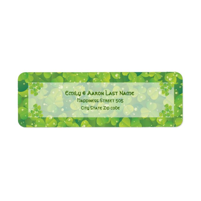 St. Patrick's Day Irish clover wedding label (Front)