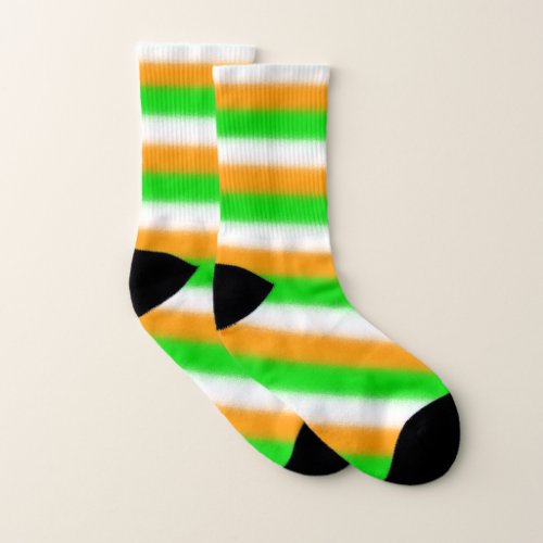 St Patricks Day Irish Colors Orange Green White Socks