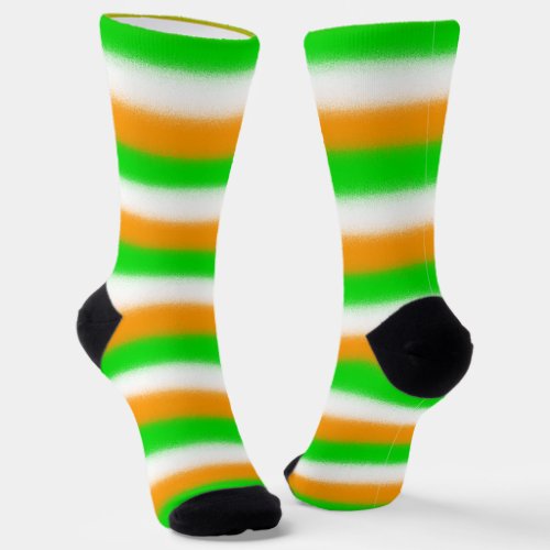 St Patricks Day Irish Colors Orange Green White  Socks