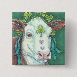 ST. PATRICK'S DAY IRISH COW BUTTON Square