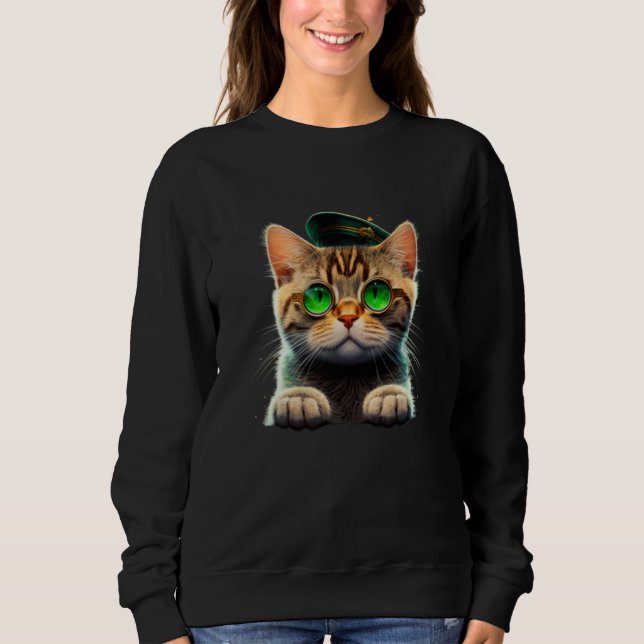 St Patrick's Day Irish Cute Cat Mom Dad Kitties Sweatshirt (Front)