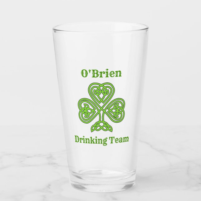 St Patricks Day Irish Drinking Team Shamrock Glass (Front)