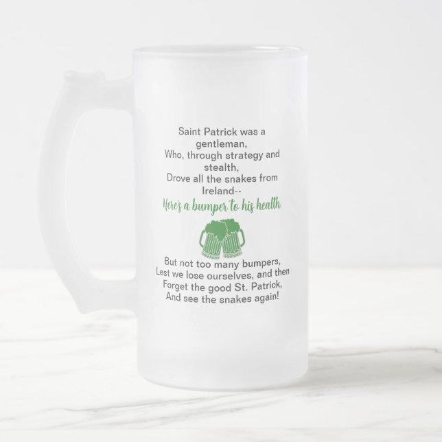 St. Patrick's Day Irish Drinking Toast Beer Mug (Left)