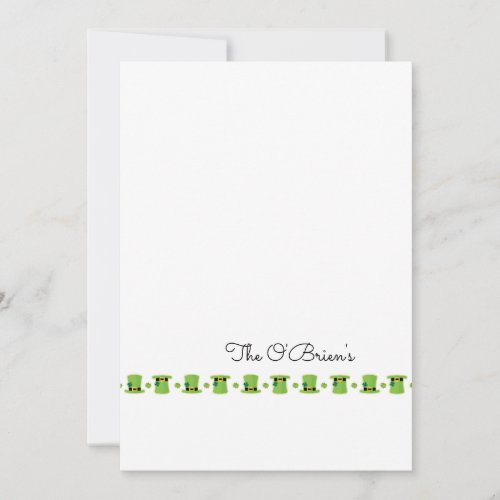 St Patricks Day Irish Family Name Green Greeting Note Card