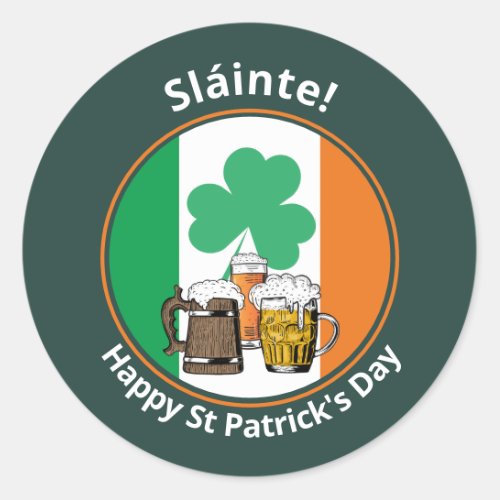 St Patricks Day Irish Flag  Classic Round Sticker