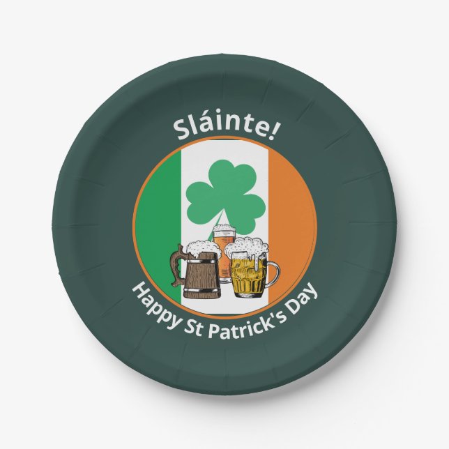 St Patricks Day Irish Flag Paper Plates (Front)
