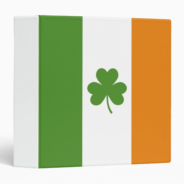 St Patrick's Day Irish Flag with Shamrock Clover 3 Ring Binder (Front/Spine)